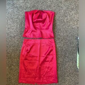 Fuchsia Strapless Coctktail 2 Piece Set